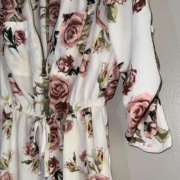 J for Justify Pink and White Blouse with Zip  Front and Notched Collar - Picture 3 of 12